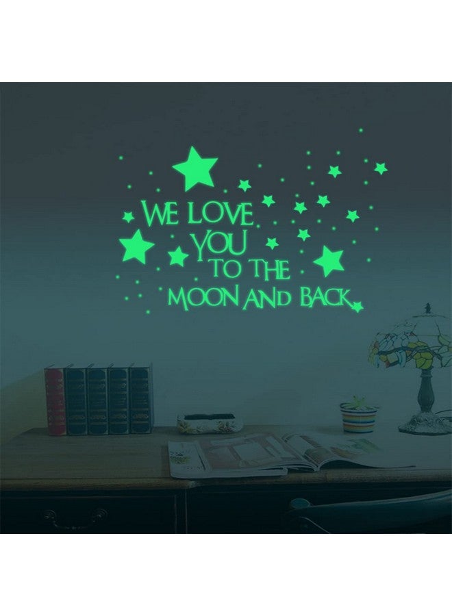 Homics Nursery Wall Decals Glowing Words Stickers - WE Love You to The Moon and Back - Words Glow in The Dark with Stars Around Wallpaper for Kids Bedroom Ceiling - Image 4