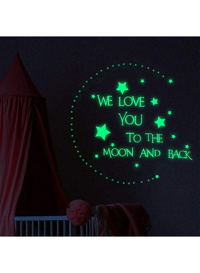 Homics Nursery Wall Decals Glowing Words Stickers - WE Love You to The Moon and Back - Words Glow in The Dark with Stars Around Wallpaper for Kids Bedroom Ceiling - Image 3