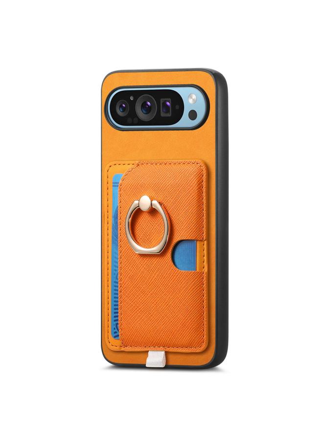 Zaboon Case For Google Pixel 8a Retro Cross Leather Ring Side Insert Card Bag MagSafe Phone Case - Image 2