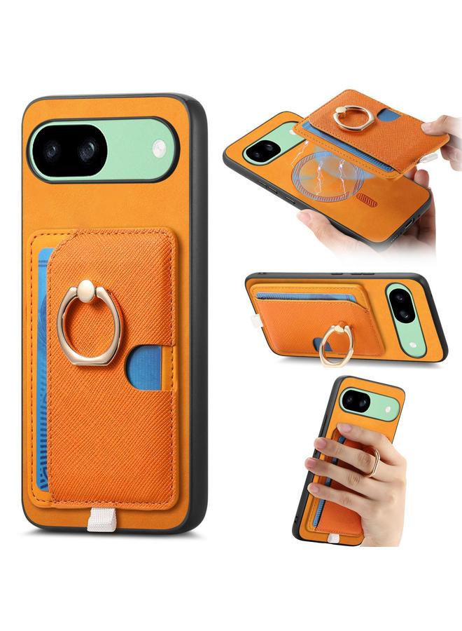 Zaboon Case For Google Pixel 8a Retro Cross Leather Ring Side Insert Card Bag MagSafe Phone Case - Image 1