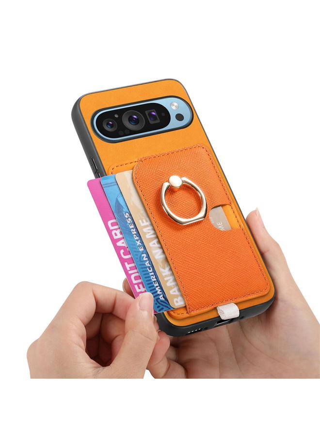 Zaboon Case For Google Pixel 8a Retro Cross Leather Ring Side Insert Card Bag MagSafe Phone Case - Image 4