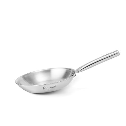 Punyami Triply Stainless Steel Cookware Set (3 Piece) - 22cm Kadai with Glass Lid & 24cm Fry Pan | Induction Friendly, No Chemical Coating, Heavy Duty Tri-Ply Bottom | 5 Years Warranty, Silver - Image 4