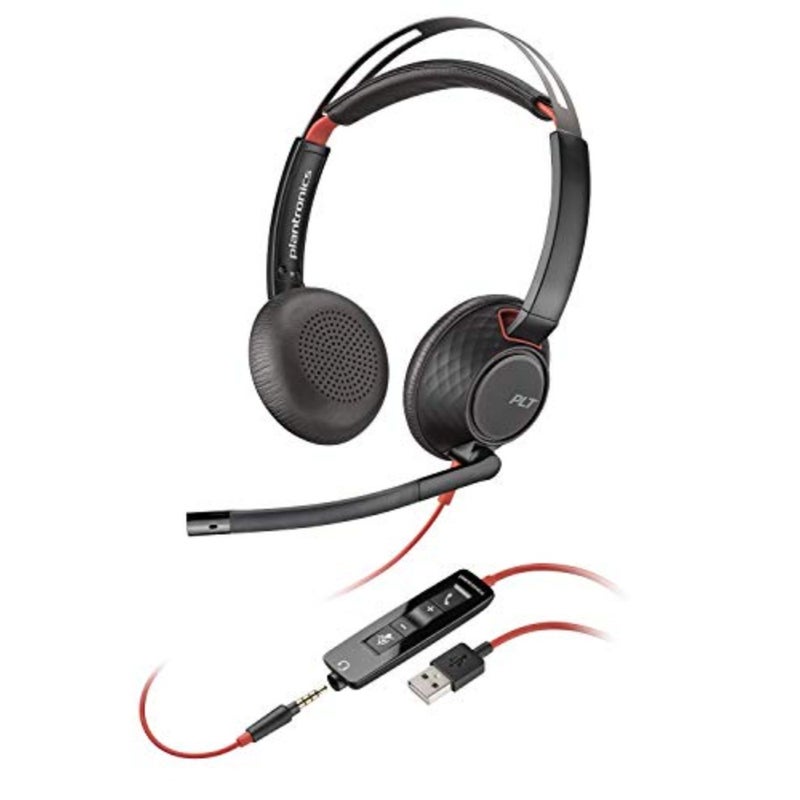 Poly Plantronics - Blackwire C5220 - Wired, Dual-Ear Stereo Headset with Boom Mic - USB-A, 3.5 mm to connect to your PC, Mac, Tablet and/or Cell Phone - Image 1