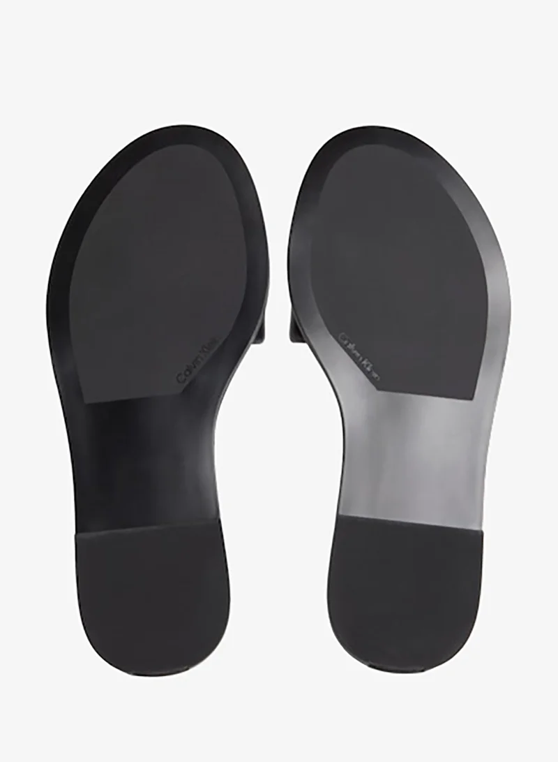 Calvin Klein Black Flat Leather Sandals for Women | Best Price UAE