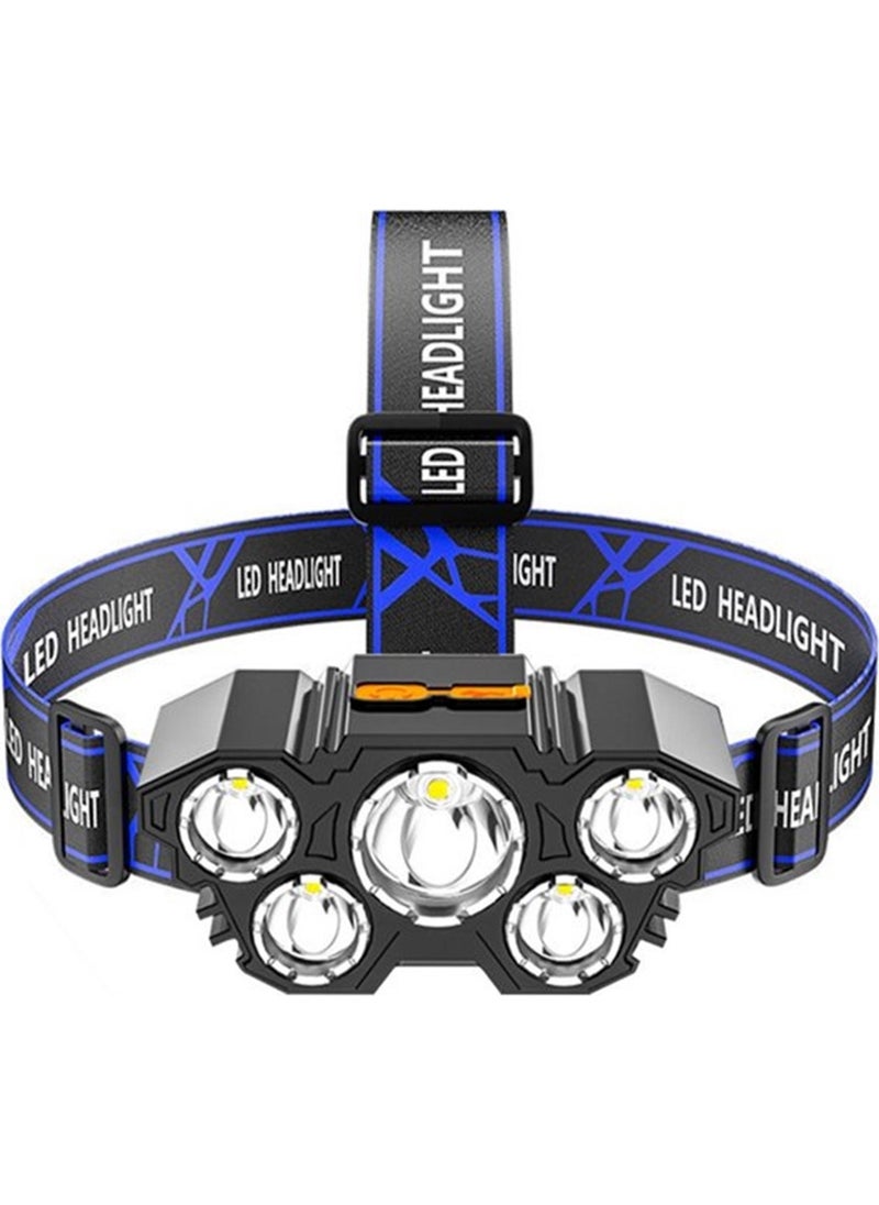 caddeoutlet - Rc-21 Rechargeable 5 LED 5x T6 Cree LED 36000 Lumen Professional Headlight Lamp 4 Modes - Image 1