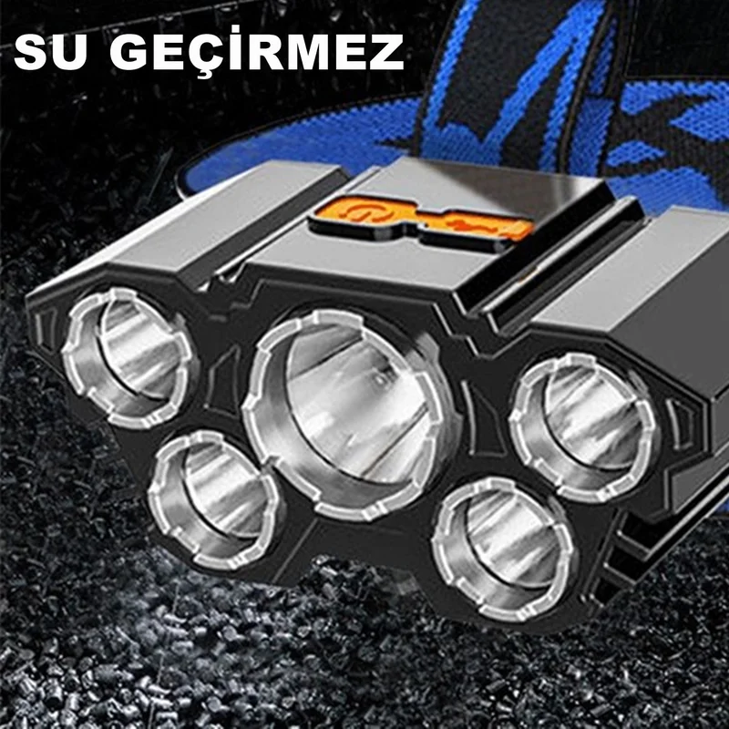 caddeoutlet Rc-21 Rechargeable 5 LED 5x T6 Cree LED 36000 Lumen Professional Headlight Lamp 4 Modes