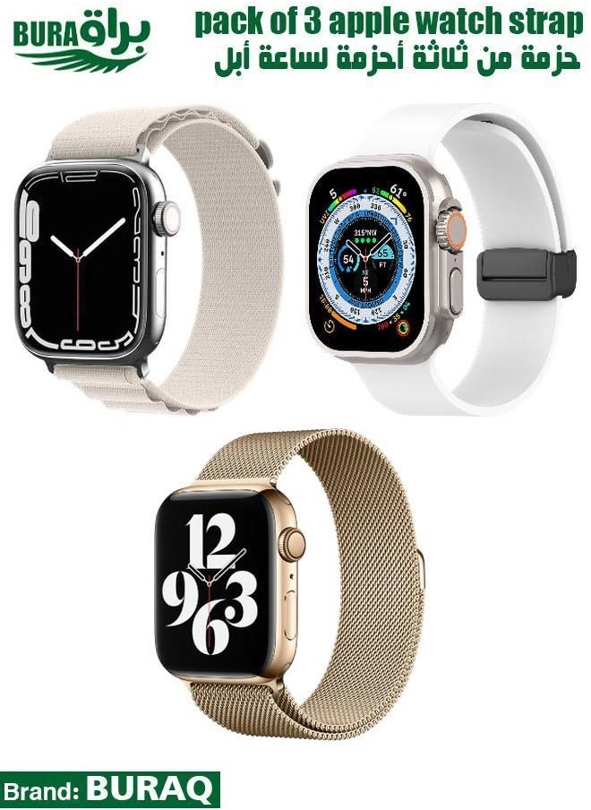 BURAQ - Apple Watch Band Strap For Apple Watch Ultra 2/Ultra 49mm, Series 10 46mm, 9/8/7 45mm, SE2/SE/6/5/4 44mm, 3/2/1 42mm - Image 1