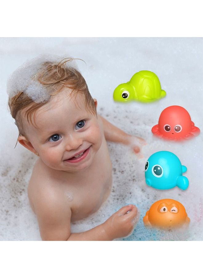 جرويك 4 قطع من ألعاب حمام الأطفال المضيئة - لعبة حوض الاستحمام المائي الوميض الملون الخفيف وقت للأطفال الرضع الحوت والأخطبوط والسلحفاة وألعاب سرطان البحر - Image 2