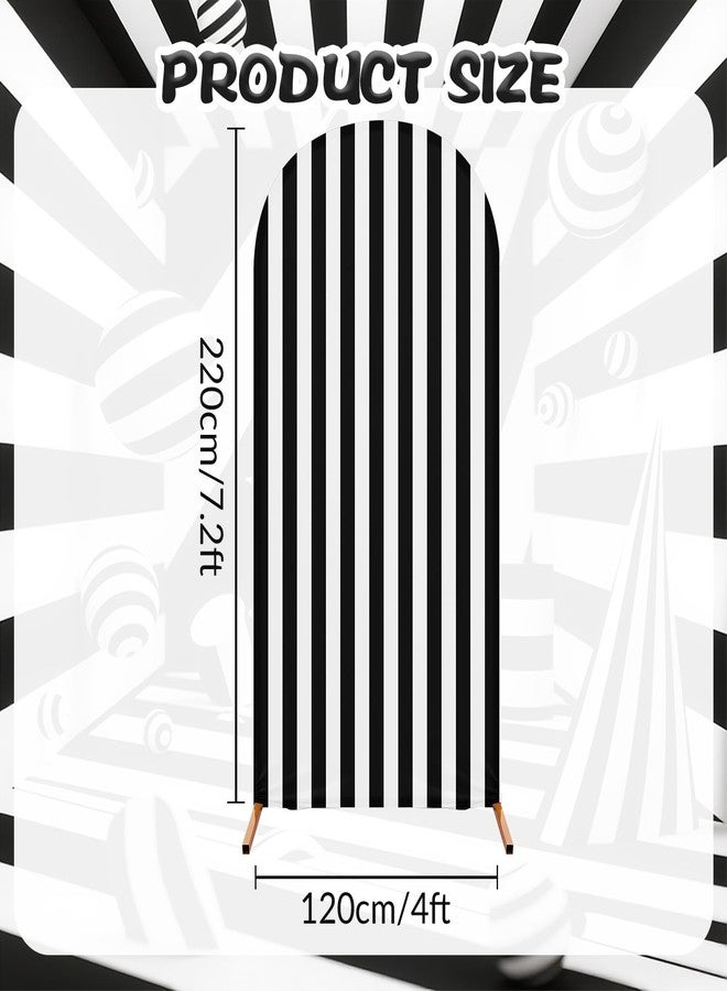 RimCereal 7.2 ft Princess Party Arch Backdrop Striped Arch Spandex Stretch Backdrop Stand Cover for Wedding Birthday Banquet Boys Girls Shower Ceremony Decoration(Black and White) - Image 2