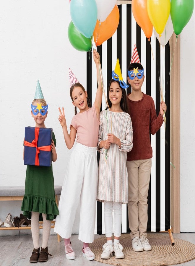 RimCereal 7.2 ft Princess Party Arch Backdrop Striped Arch Spandex Stretch Backdrop Stand Cover for Wedding Birthday Banquet Boys Girls Shower Ceremony Decoration(Black and White) - Image 5