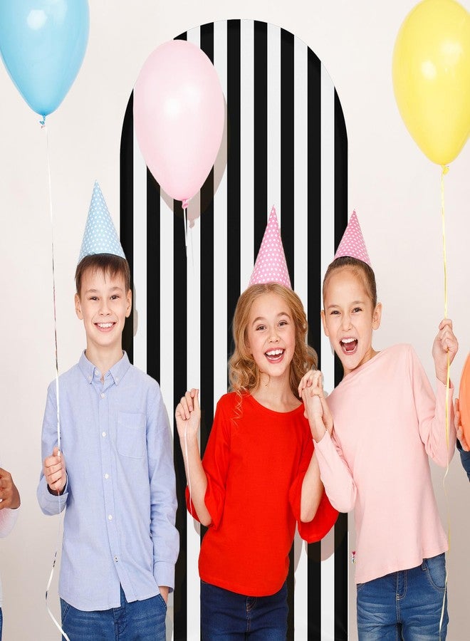 RimCereal 7.2 ft Princess Party Arch Backdrop Striped Arch Spandex Stretch Backdrop Stand Cover for Wedding Birthday Banquet Boys Girls Shower Ceremony Decoration(Black and White) - Image 4