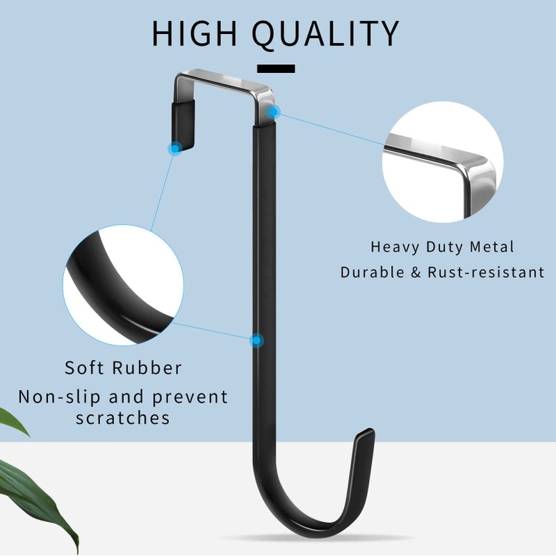 FYY Over The Door Hooks, 4 Pack Upgraded Long Door Hangers Hooks with Rubber Prevent Scratches Heavy Duty Organizer Hooks for Hanging Clothes, Towels, Hats, Coats, Bags Black - Image 3