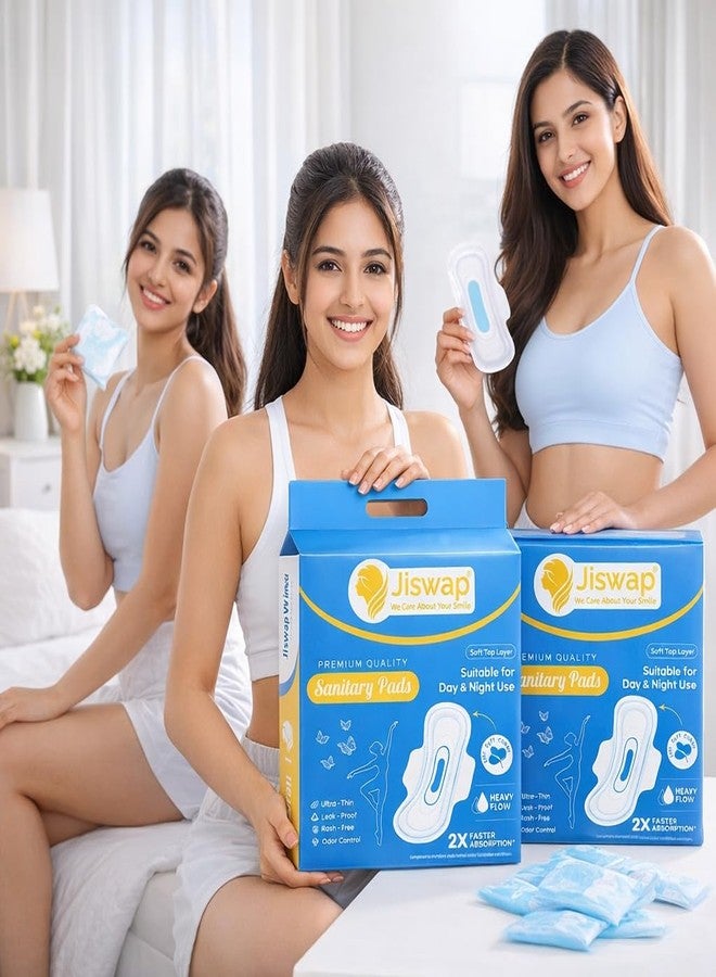 Jiswap XXL Rash-Free Sanitary Pads for Women | Heavy Flow Protection | Ultra Soft & Super Absorbent | 2X Faster Absorption | Leak-Proof Extra Long Pads for Day & Night Use – Pack of 50 - Image 3