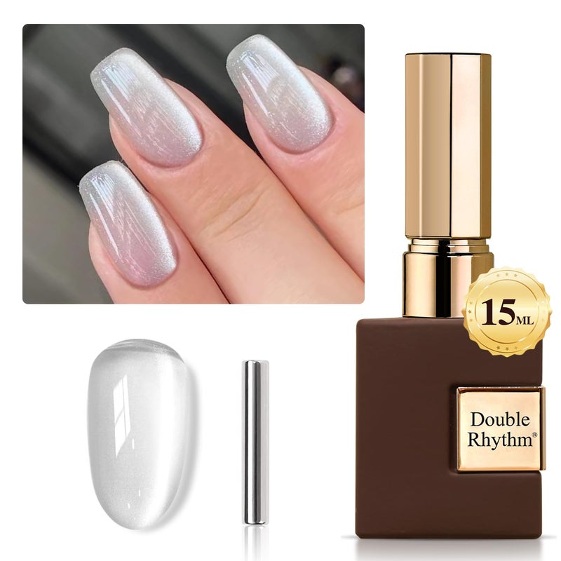 Double Rhythm 0.5 OZ Cat Eye Gel Polish with Magnet 15ML Holographic Glitter Shimmer Translucent Jelly Color Magnetic Nail Polish Salon DIY at Home (MC1031) - Image 1