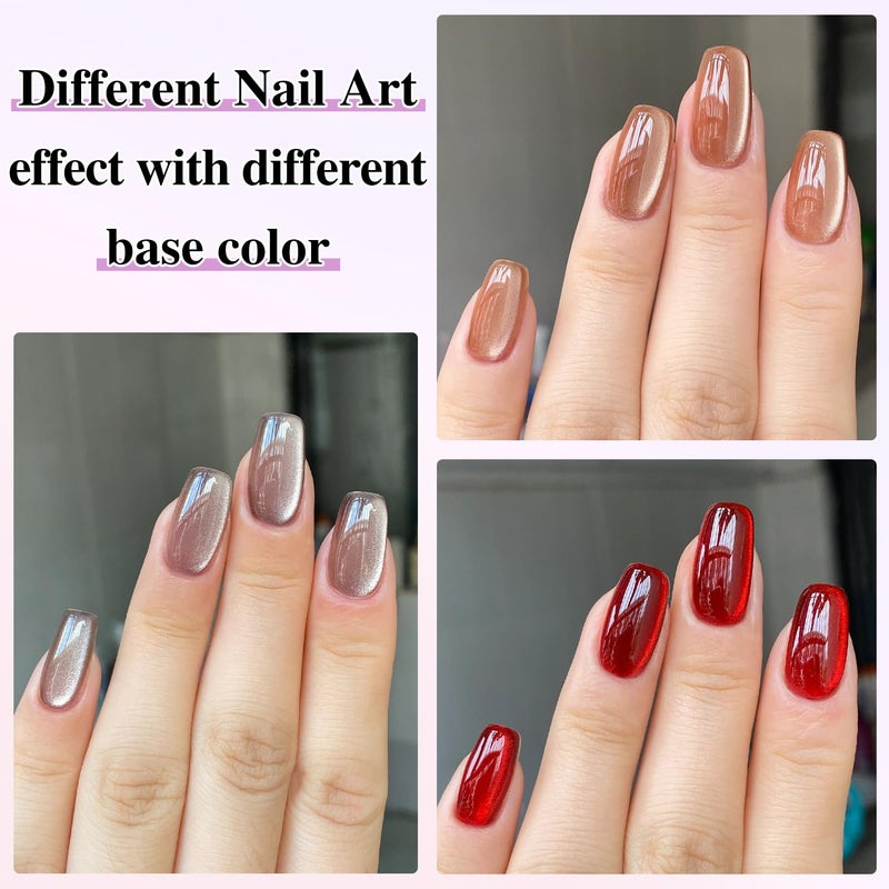 Double Rhythm 0.5 OZ Cat Eye Gel Polish with Magnet 15ML Holographic Glitter Shimmer Translucent Jelly Color Magnetic Nail Polish Salon DIY at Home (MC1031) - Image 4