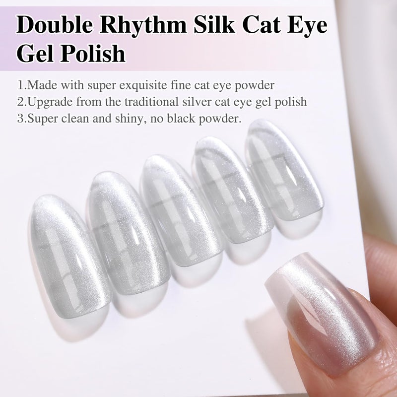 Double Rhythm 0.5 OZ Cat Eye Gel Polish with Magnet 15ML Holographic Glitter Shimmer Translucent Jelly Color Magnetic Nail Polish Salon DIY at Home (MC1031) - Image 5