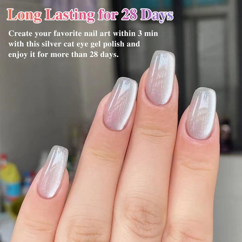 Double Rhythm 0.5 OZ Cat Eye Gel Polish with Magnet 15ML Holographic Glitter Shimmer Translucent Jelly Color Magnetic Nail Polish Salon DIY at Home (MC1031) - Image 2