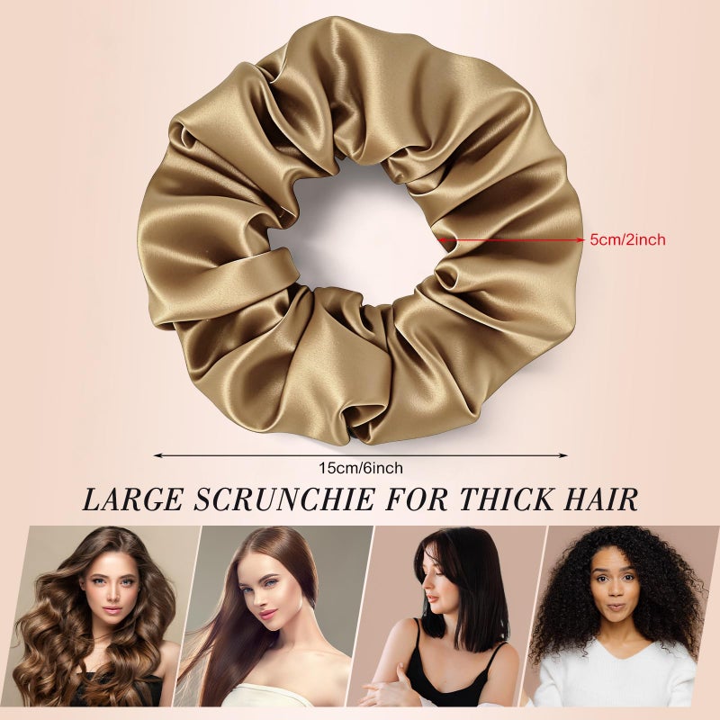 obeoby Large Satin Scrunchies, 8 Pack Sleepy Hair Tie Oversized 6inch Satin Scrunchies for Thick Hair Women Girl - Image 2