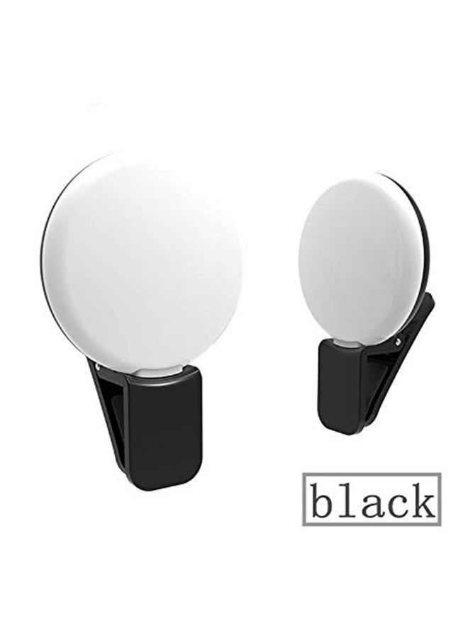 حلقة إضاءة سيلفي صغيرة محمولة بحجم الجيب مزودة بعدد 3 مستويات للسطوع لالتقاط صور السيلفي مع بطارية قابلة لإعادة الشحن أسود/ أبيض - Image 2