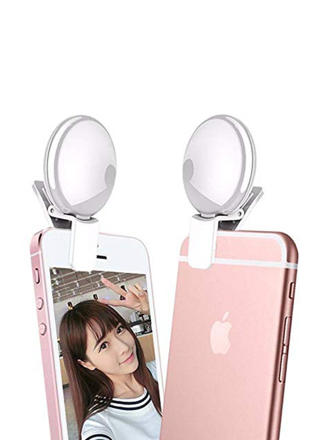حلقة إضاءة سيلفي صغيرة محمولة بحجم الجيب مزودة بعدد 3 مستويات للسطوع لالتقاط صور السيلفي مع بطارية قابلة لإعادة الشحن أسود/ أبيض - Image 3