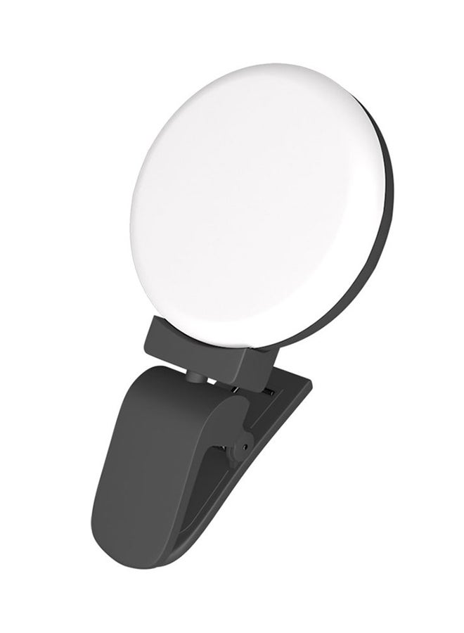 حلقة إضاءة سيلفي صغيرة محمولة بحجم الجيب مزودة بعدد 3 مستويات للسطوع لالتقاط صور السيلفي مع بطارية قابلة لإعادة الشحن أسود/ أبيض - Image 1