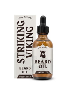 Striking Viking Beard Oil Conditioner Unscented For Men (Large 2 Oz) - All Naturally Derived Formula With Argan & Jojoba Oils - Softens, Smooths & Strengthens Beard Growth - Beard Conditioner Oil Men  - Image 1