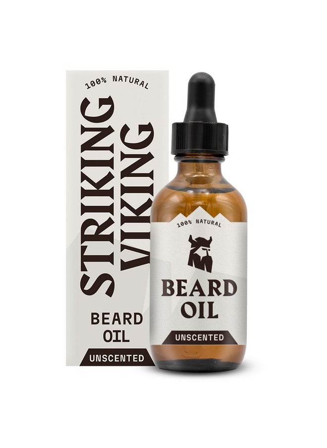 Striking Viking - Beard Oil Conditioner Unscented For Men (Large 2 Oz) - All Naturally Derived Formula With Argan & Jojoba Oils - Softens, Smooths & Strengthens Beard Growth - Beard Conditioner Oil Men - Image 1