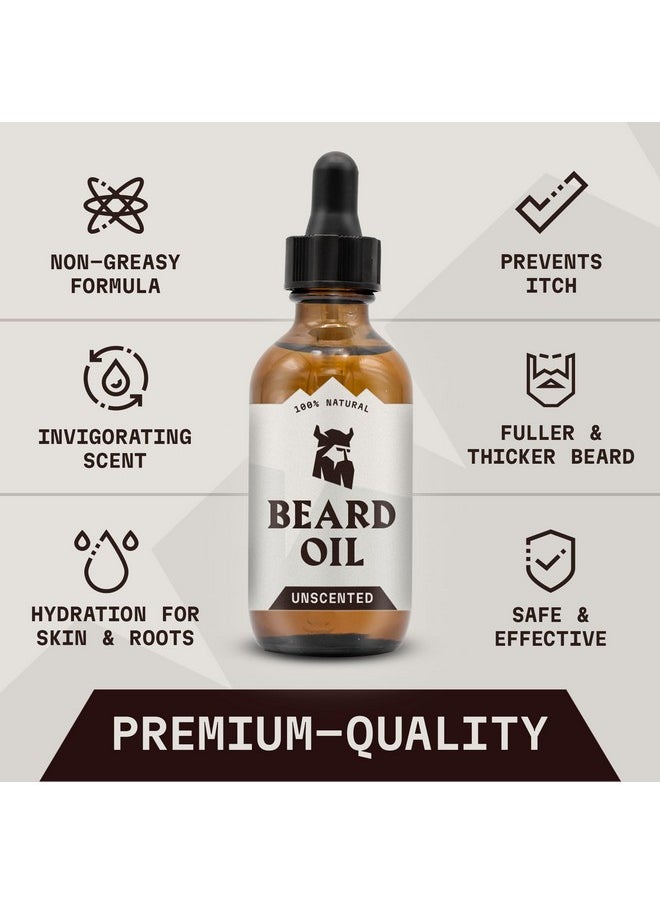 Striking Viking - Beard Oil Conditioner Unscented For Men (Large 2 Oz) - All Naturally Derived Formula With Argan & Jojoba Oils - Softens, Smooths & Strengthens Beard Growth - Beard Conditioner Oil Men - Image 1