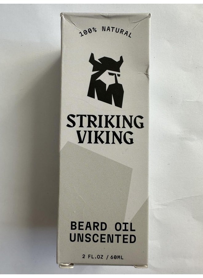 Striking Viking - Beard Oil Conditioner Unscented For Men (Large 2 Oz) - All Naturally Derived Formula With Argan & Jojoba Oils - Softens, Smooths & Strengthens Beard Growth - Beard Conditioner Oil Men - Image 1