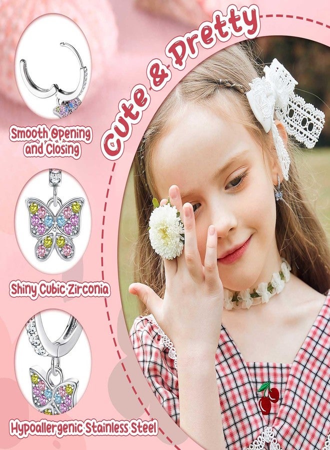 جي ستايل أقراط جي ستايل مضادة للحساسية للبنات والسيدات، مصنوعة من الفولاذ الجراحي المقاوم للصدأ، حلقية الشكل، مناسبة للأذنين الحساسة، طقم أقراط بمسمار خلفي، أقراط لطيفة للفتيات المراهقات والأطفال الصغار، متعددة الألوان - Image 3