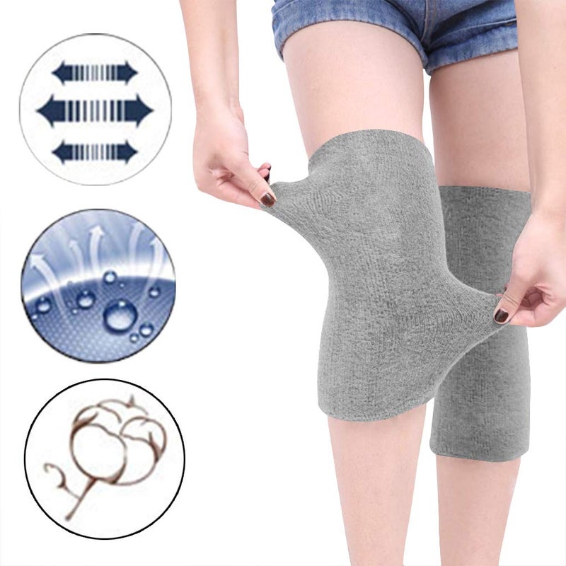 Holiberty Winter Cotton Non-Slip Soft Thermal Knee Pad Breathable Warm Leg Sleeves Kneelet Support Elastic Knee Brace Leg for Men Women Cycling Ski Running Dancing Gym Yoga Fitness Arthritis Tendonitis,1 Pair - Image 2