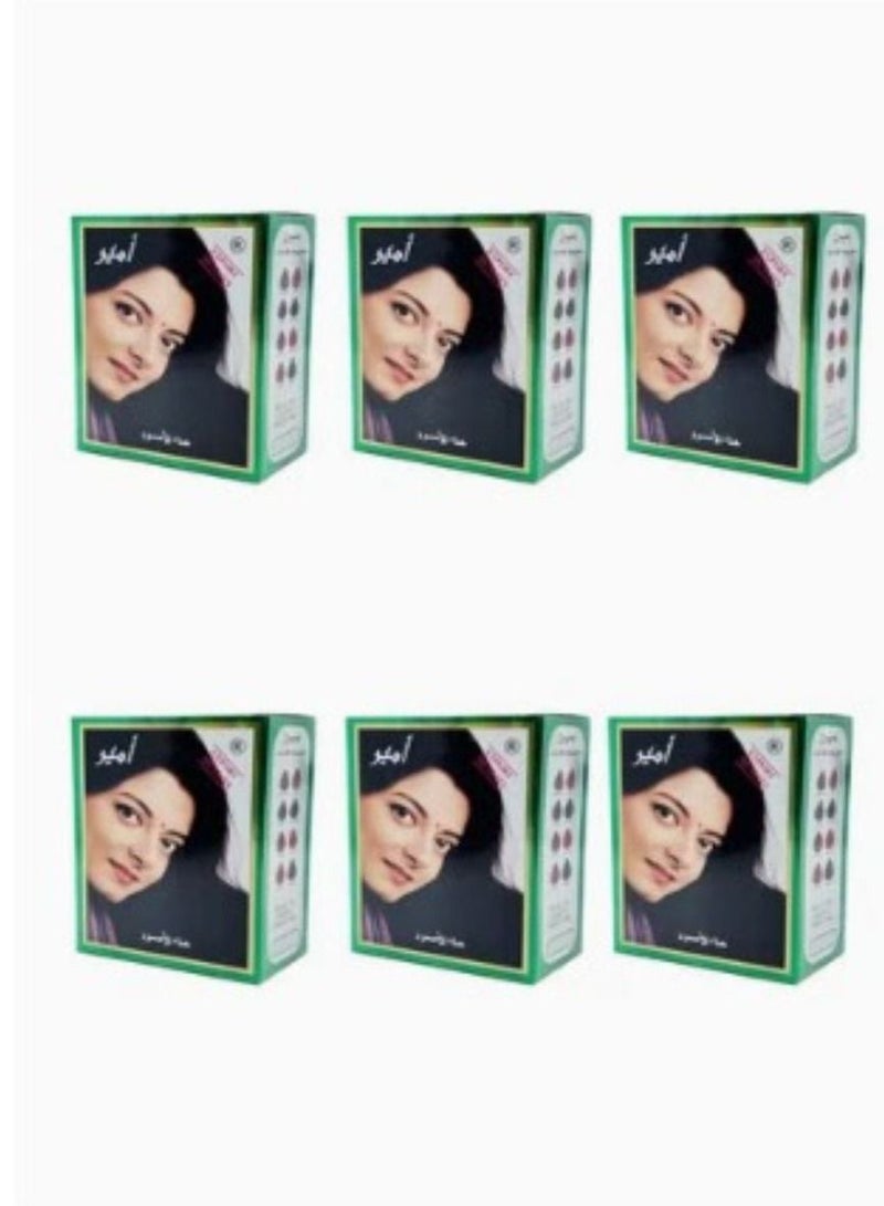 Amir's Amir henna hair dye, black, 60 grams, pack of 6 pieces