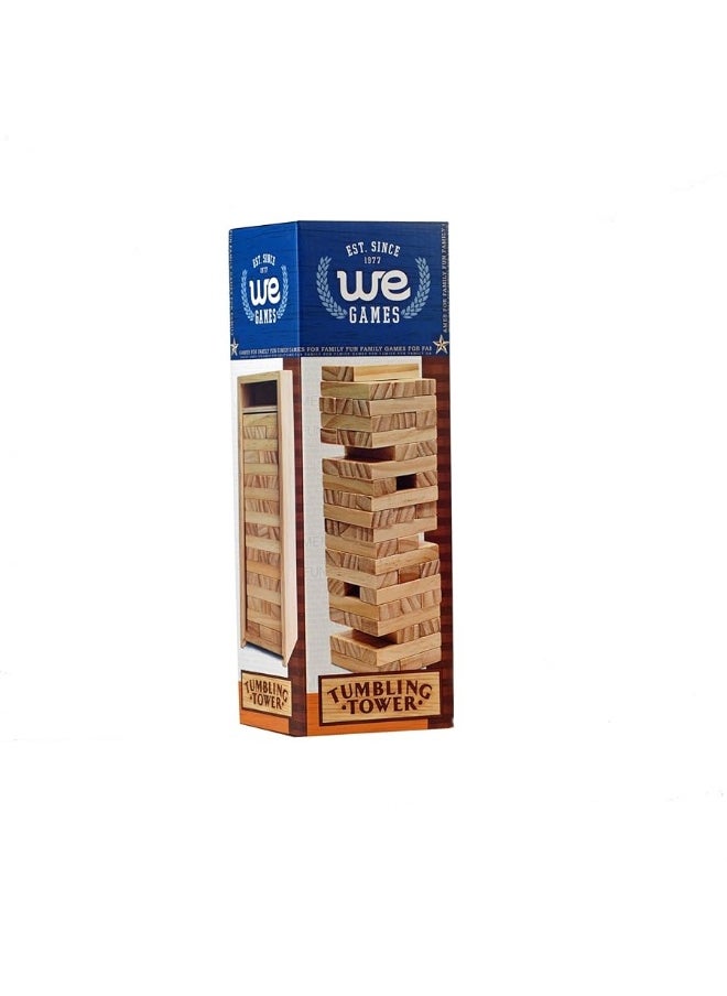 WE Games - WE Games Wooden Block Stacking Tower, Block Party Stacking and Tumble Game, Party Game for Adults, Tumble Tower Wedding Guest Book Alternative, Tabletop Games, Includes Storage Case, 12 inches - Image 1