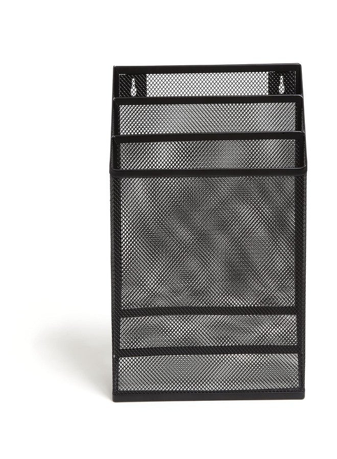 TRU RED Wire Mesh File Organizer, 3‑Compartment, Matte Black - Vertical Desktop Sorter for Files, Folders & Mail - Image 4