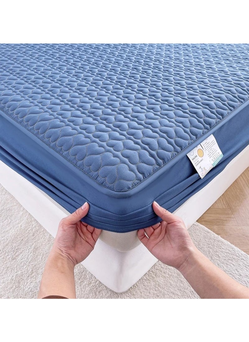 Huitich Waterproof Fitted Bedding Topper Set 180 x 200 cm - Blue Protect Your Mattress and Pillows Includes 2 Pillowcases  - Image 3