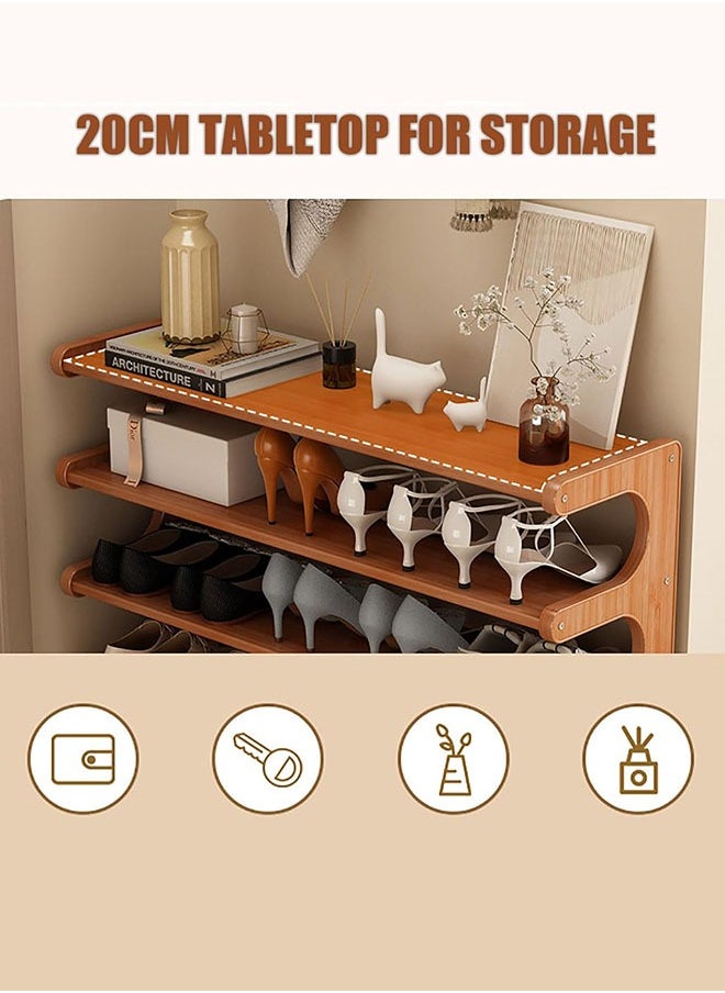 LEDIN - Bamboo Shoe Rack 6-Tier Shoe Storage Organizer Entryway Shoe Shelf Open Desk Shelves Desk Top Organizer Shelf Multifunction Storage Rack Display Shelf Bookshelf for Home(Size:80CM) - Image 1