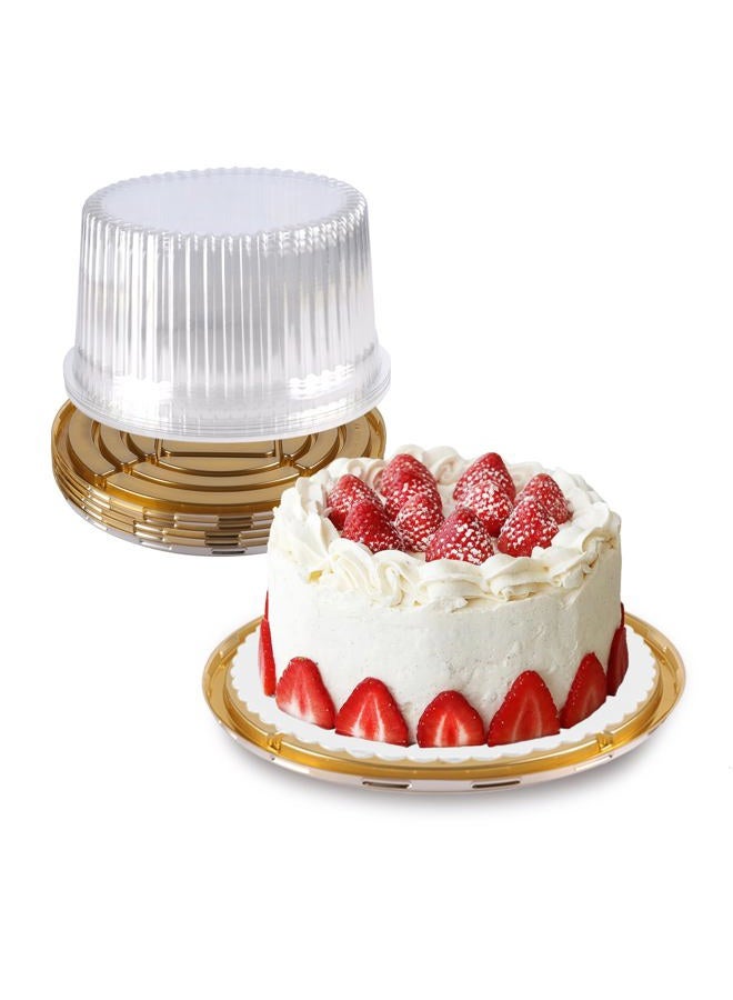 NPLUX 10 Inch Plastic Cake Container with Lid and White Cake Board, Clear Cake Carrier Disposable for 1-2 Layer Cake, Bundt Cake Storage Cupcake Transport Holder (5 Pack) - Image 1