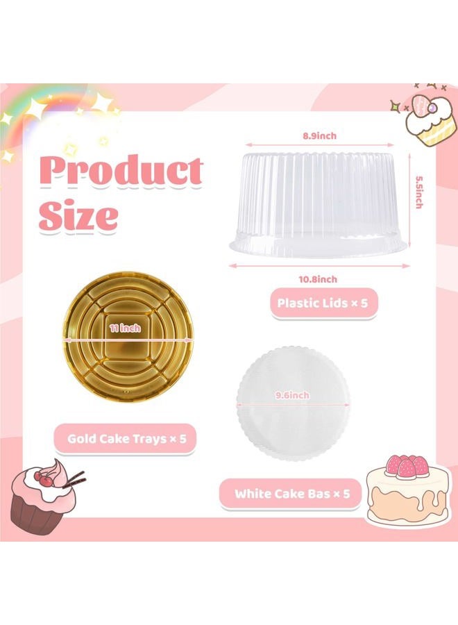 NPLUX 10 Inch Plastic Cake Container with Lid and White Cake Board, Clear Cake Carrier Disposable for 1-2 Layer Cake, Bundt Cake Storage Cupcake Transport Holder (5 Pack) - Image 2