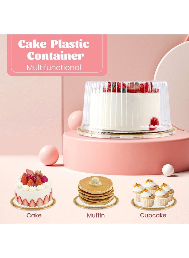 NPLUX 10 Inch Plastic Cake Container with Lid and White Cake Board, Clear Cake Carrier Disposable for 1-2 Layer Cake, Bundt Cake Storage Cupcake Transport Holder (5 Pack) - Image 4