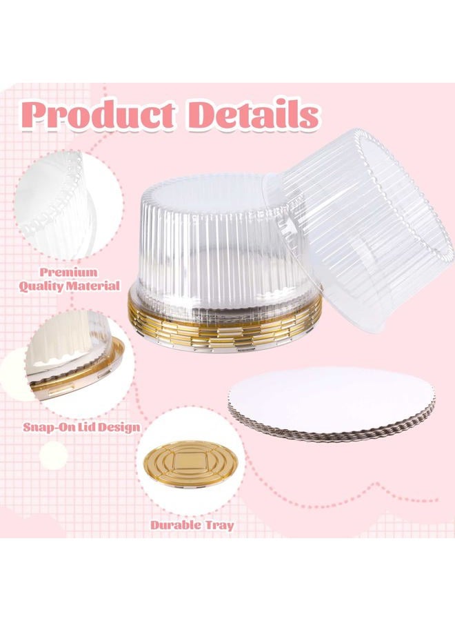NPLUX 10 Inch Plastic Cake Container with Lid and White Cake Board, Clear Cake Carrier Disposable for 1-2 Layer Cake, Bundt Cake Storage Cupcake Transport Holder (5 Pack) - Image 3
