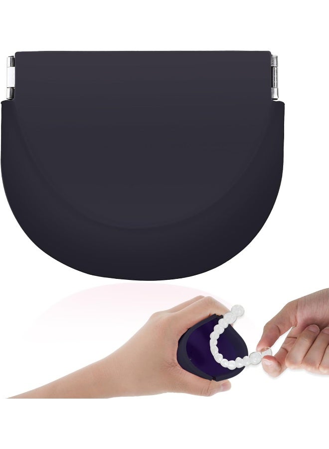 Dimeho Silicone Retainer Case Soft Cute Aligner Case Portable Container Storage Holder Night Guard Braces Case Travel Denture Box with Lanyard Teeth Aligner Case for Girl Women Men, Dark purple - Image 1