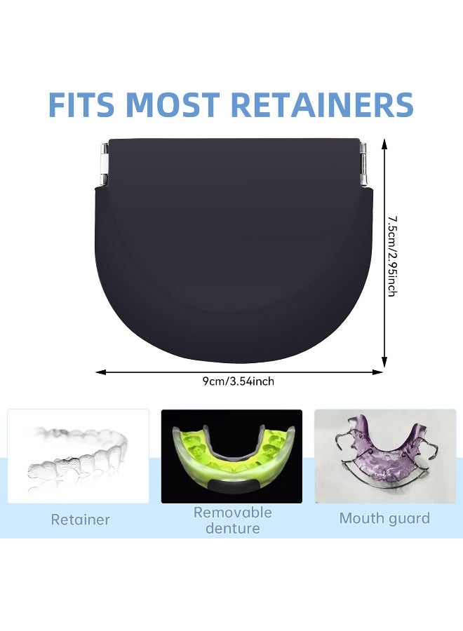 Dimeho Silicone Retainer Case Soft Cute Aligner Case Portable Container Storage Holder Night Guard Braces Case Travel Denture Box with Lanyard Teeth Aligner Case for Girl Women Men, Dark purple - Image 2