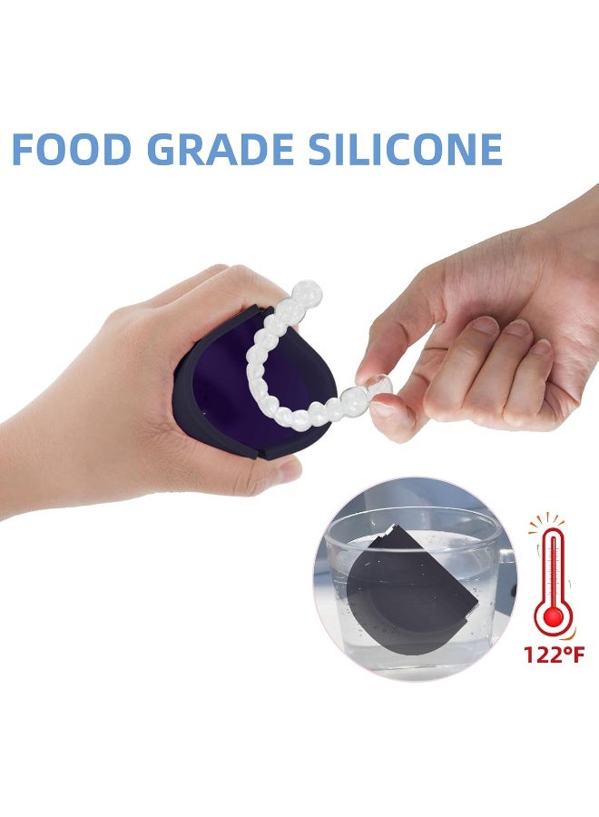 Dimeho Silicone Retainer Case Soft Cute Aligner Case Portable Container Storage Holder Night Guard Braces Case Travel Denture Box with Lanyard Teeth Aligner Case for Girl Women Men, Dark purple - Image 5