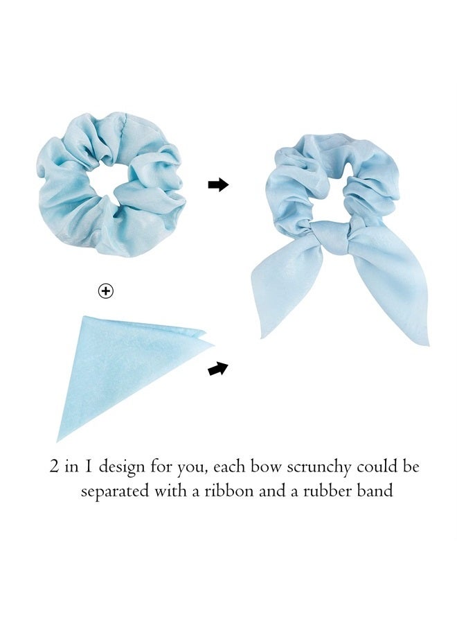 ACO-UINT 20 Pack Scrunchies Hair Ties for Thick Hair, Satin Scrunchies for Girls Hair Scrunchies with Bow for Women's Hair, Ponytail Holders Bunny Ear Scrunchies Hair Accessories for Women - Image 3