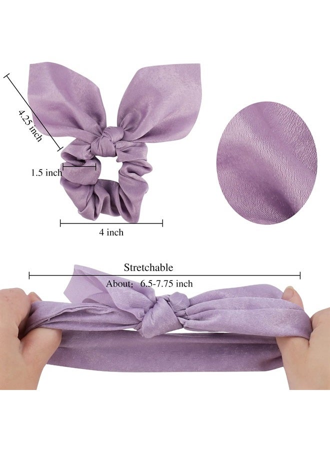 ACO-UINT 20 Pack Scrunchies Hair Ties for Thick Hair, Satin Scrunchies for Girls Hair Scrunchies with Bow for Women's Hair, Ponytail Holders Bunny Ear Scrunchies Hair Accessories for Women - Image 2