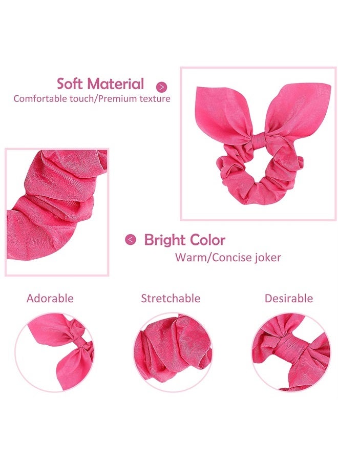 ACO-UINT 20 Pack Scrunchies Hair Ties for Thick Hair, Satin Scrunchies for Girls Hair Scrunchies with Bow for Women's Hair, Ponytail Holders Bunny Ear Scrunchies Hair Accessories for Women - Image 4
