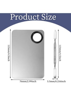 2 in 1 Set Makeup Mixing Palette, Stainless Steel Foundation Palette with Spatula for Mixing Foundation Eye Shadow Eyelash Nail Art
