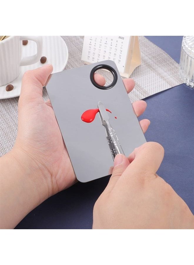BESARME - 2 in 1 Set Makeup Mixing Palette, Stainless Steel Foundation Palette with Spatula for Mixing Foundation Eye Shadow Eyelash Nail Art - Image 1