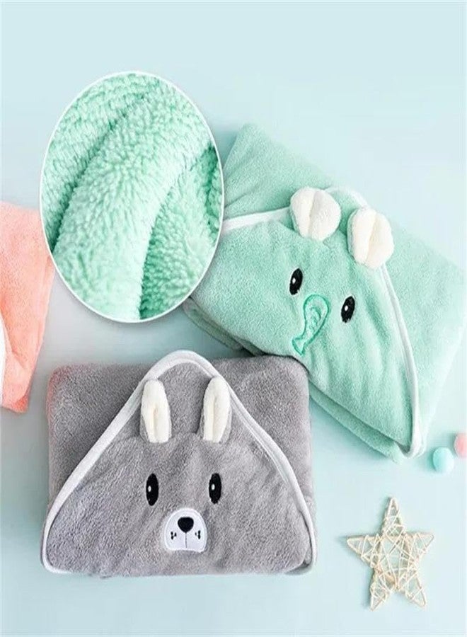 CUTEABLY مناشف أطفال لطيفة للغاية بغطاء رأس، بتصميم حيواني فريد للأولاد والبنات (أزرق سماوي) - Image 4