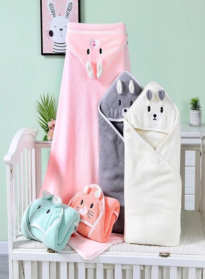 CUTEABLY مناشف أطفال لطيفة للغاية بغطاء رأس، بتصميم حيواني فريد للأولاد والبنات (أزرق سماوي) - Image 5